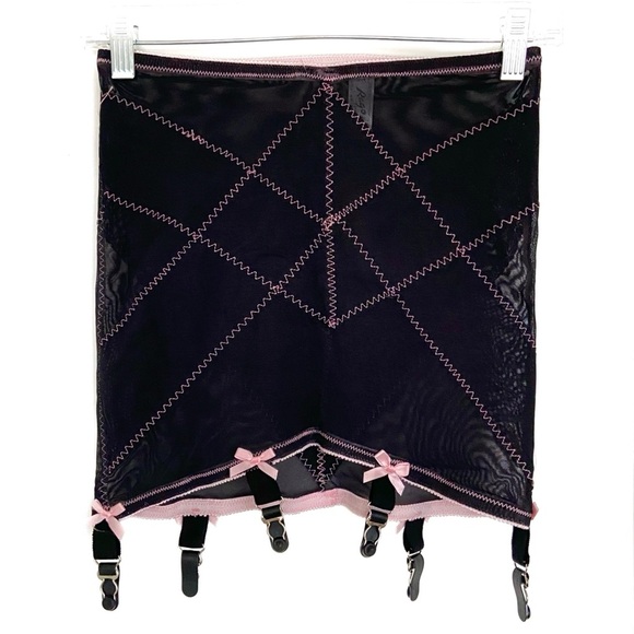 RAGO Vintage Deep Suspender Garter Belt with Pink Bows - Picture 1 of 5